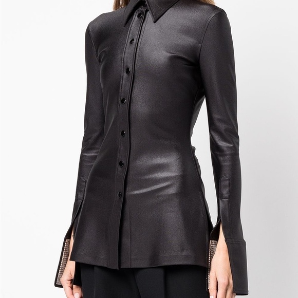 ALEXANDER WANG  crystal-embellished split-cuff shirt 1CC1221550-00. - Picture 5 of 16